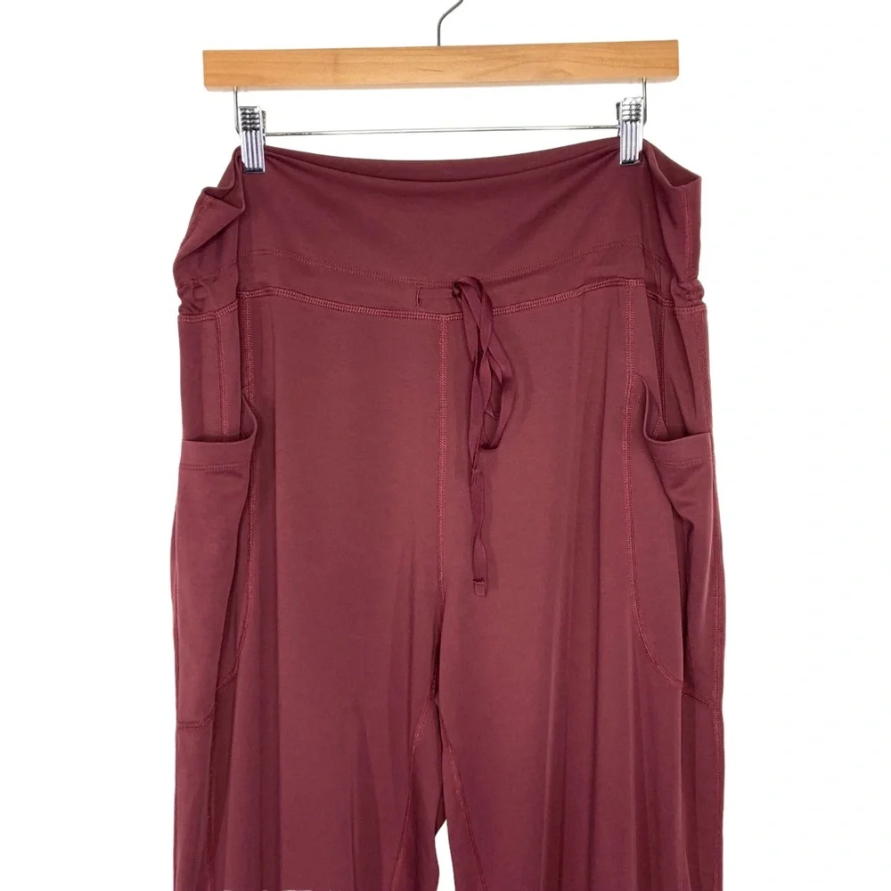 Fabletics Sleek Knit Drawstring Joggers Pants XXL Port Wine High Waist Pockets - Picture 5 of 7